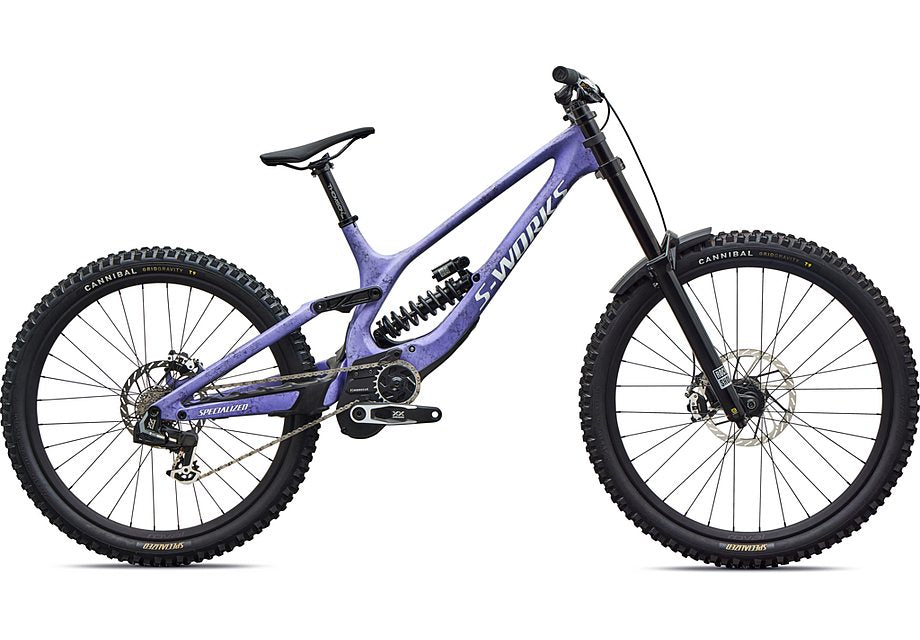 2027 Specialized Demo 11 S-Works Bike Satin / Powder Indigo Tint / Black Tint Carbon / White S3