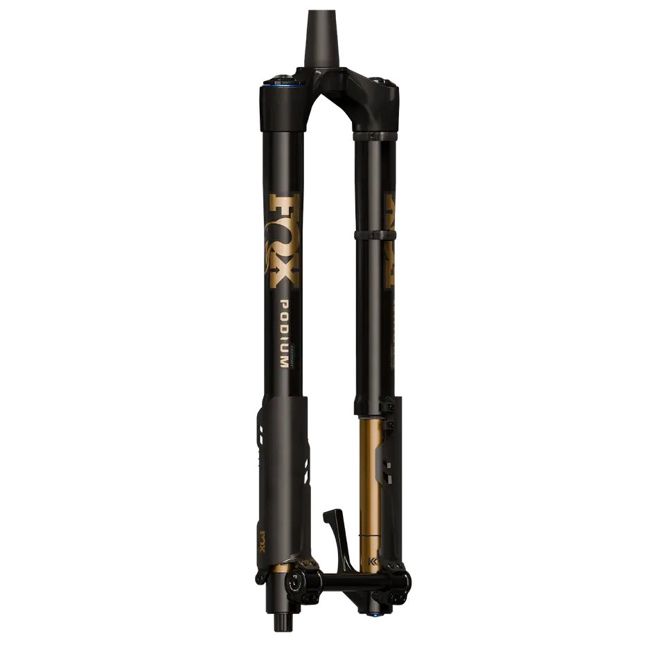 FOX Factory Podium Inverted Suspension Fork - 29" 160 mm 20TA x 110 mm 44mm Offset GRIP X2 58HT Crown BLK/Podium Gold